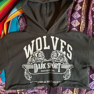 Darc Sport Bodybuilding Club She Cropped Sweatshirt Hoodie in Grey